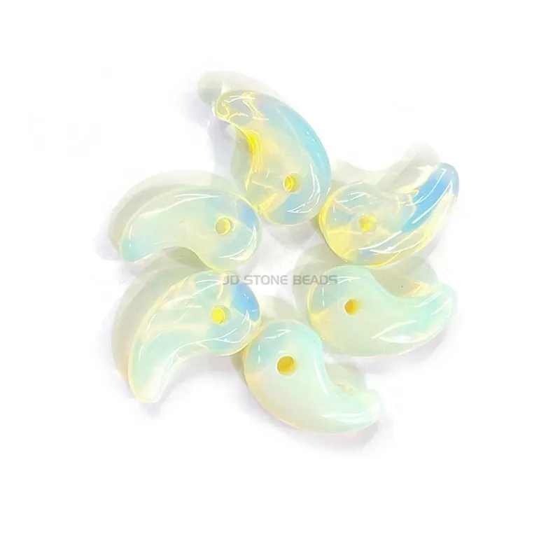 5 개/몫 자연 돌 크리스탈 마노 옥 청록색 오팔 후크 모양 펜던트 보석 만들기 목걸이 액세서리 도매