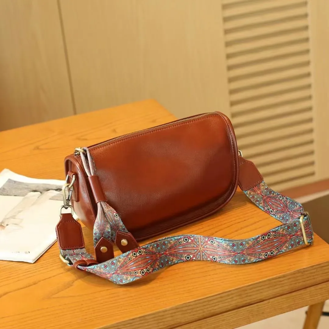 Genuine Leather Broadband Underarm Women's Bag Y2k New High-End Fashionable Top Layer Cowhide Female Single Shoulder Crossbody