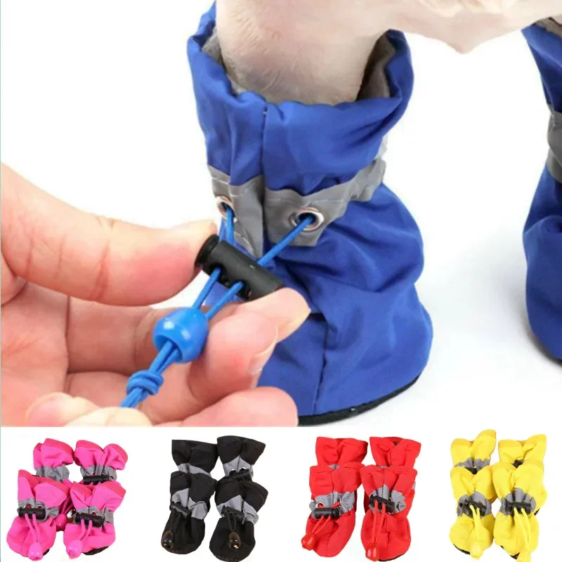 

4Pcs Pet WaterProof Rainshoe Anti-slip Rubber Boot For Small Medium Large Dogs Cat Outdoor Shoe Dog Ankle Boots Pet Accessories