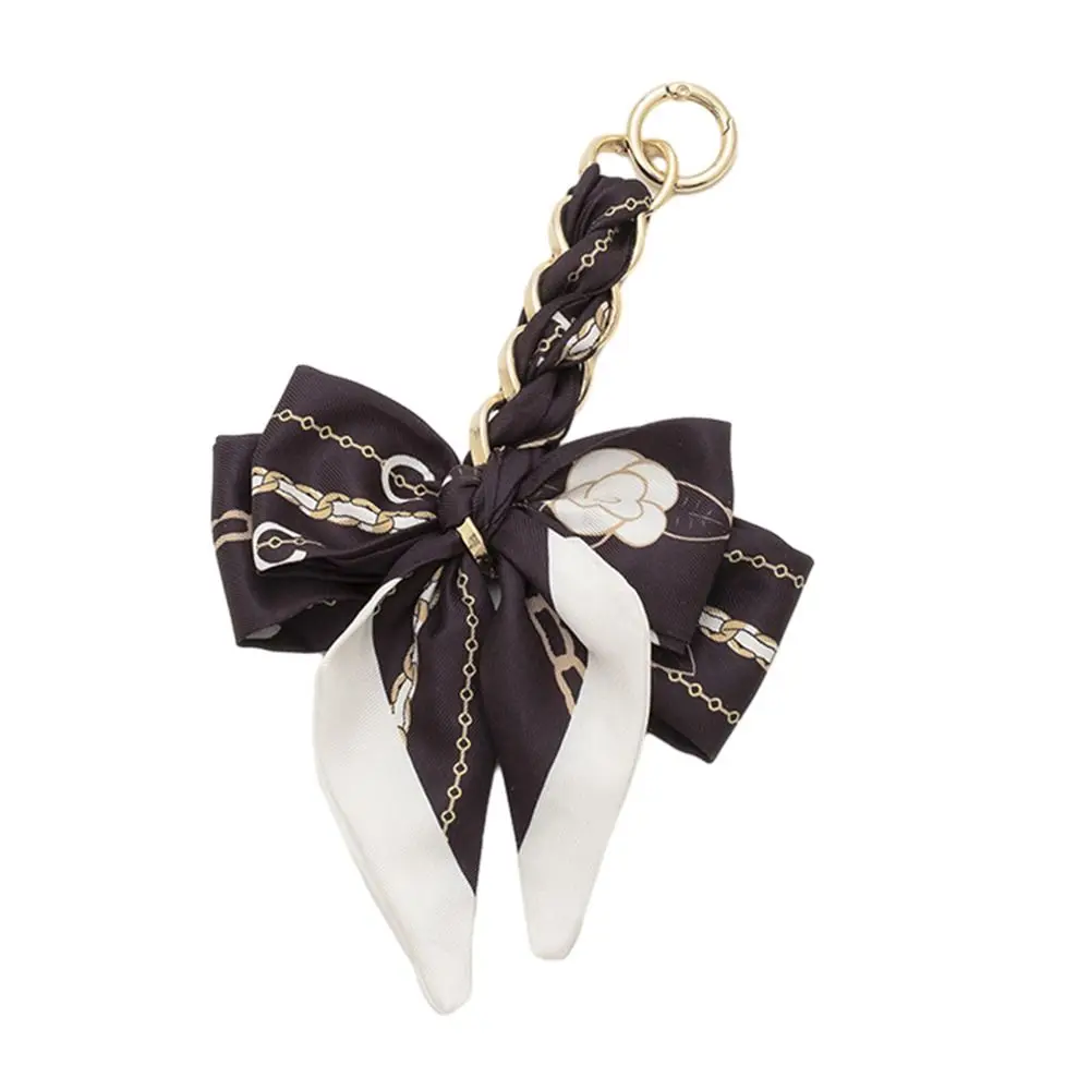 New Weave Soft Silk Scarf Keychain Bowknot Pendant Bag Charm Accessories Key Chain Fashion Car Key Holder Creative Gifts