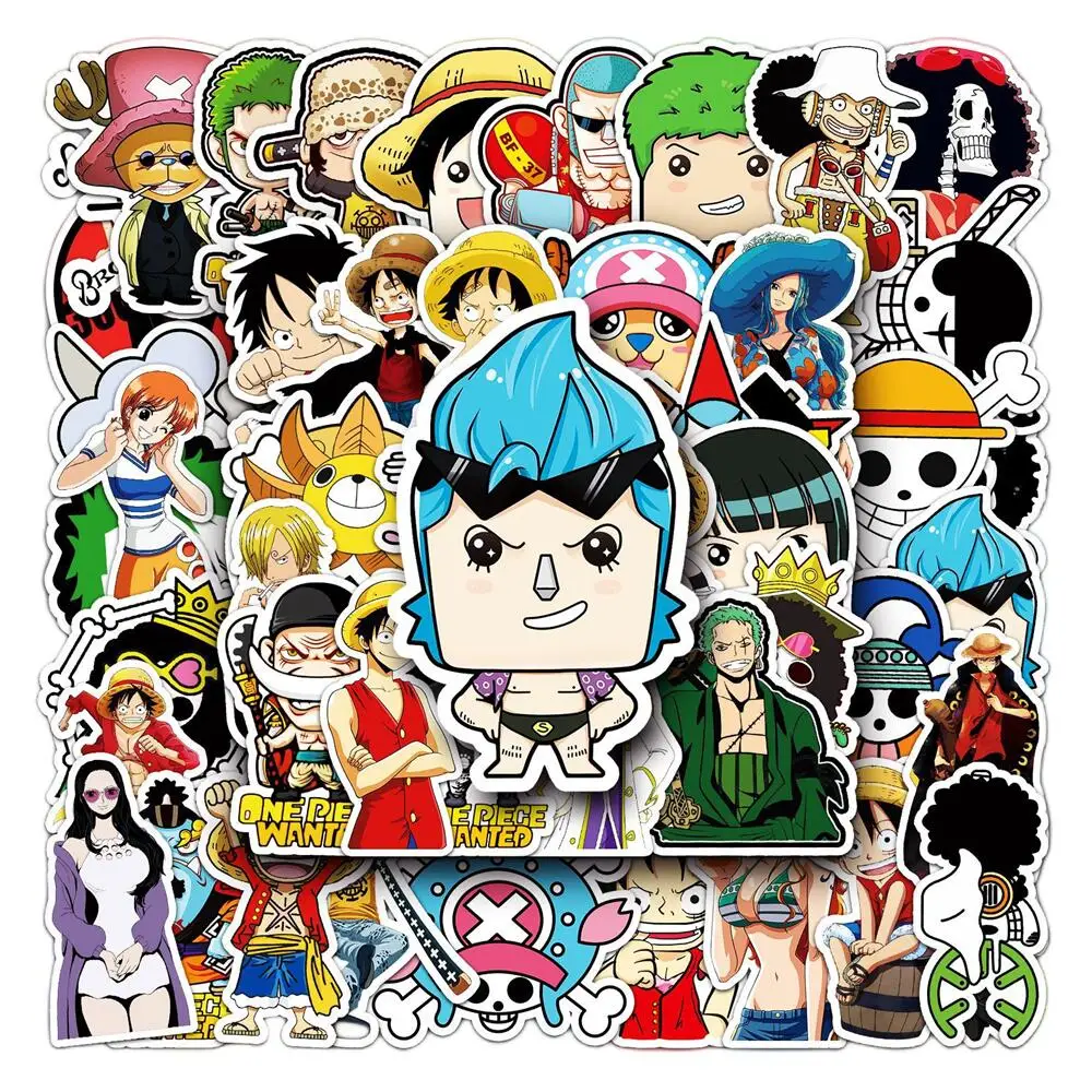 2023 New 50 Cartoon One Piece Anime Series Sticker Suitcase Car Guitar Mobile Phone Waterproof Decorative Sticker Gift 50pcs set bungo stray dogs hot anime diy doodle decorative waterproof stickers creative stationery guitar tablet suitcase
