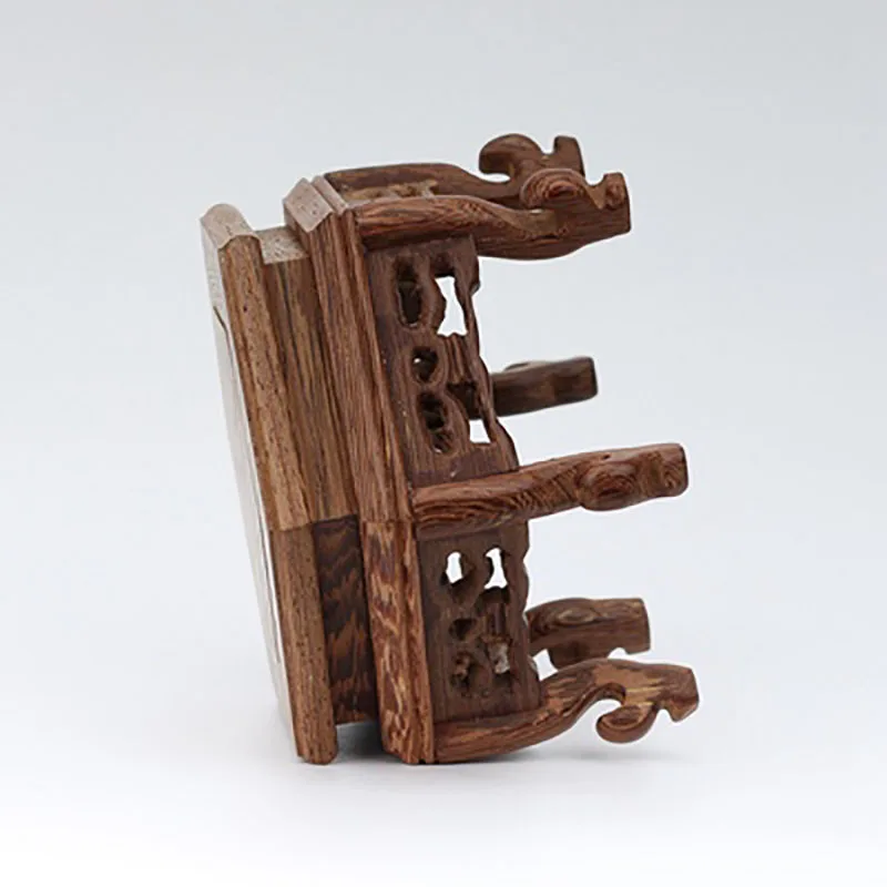 Chinese Classical Handmade Hexagon Wings of Wood Base Display Stand, Exquisite