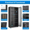 Display Cabinet with Glass Doors, Black Curio Cabinet with Lock, 71“ Tall Display Case for Living Room, Bookcase for Home, Clini 6