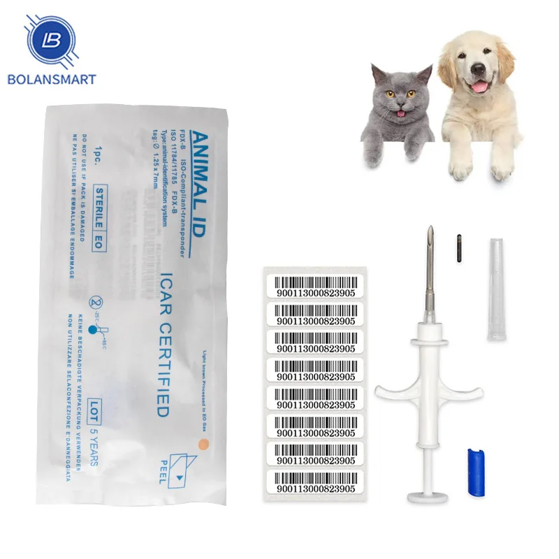 20pcs 11784 FDX B 2.12x12mm Dog Microchip Animal Syringe ID Implant Pet Chip Needle Vet RFID