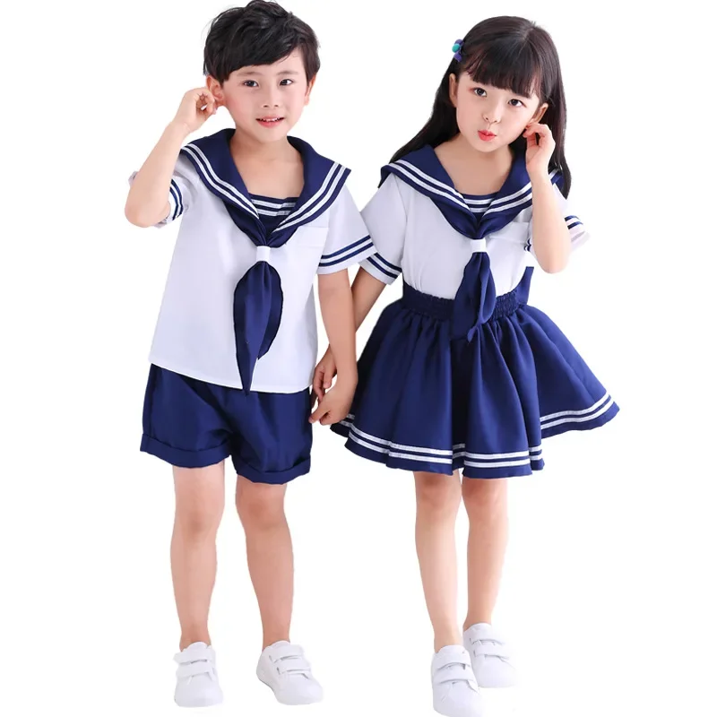 

Girls Boys Halloween Party Cosplay Japanese Anime Navy Sailor Costume Uniform Kids Purim Fancy Dress Up Performance Costumes