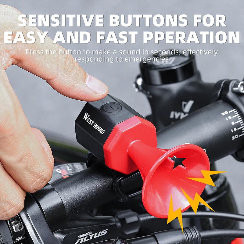 WEST BIKING Bicycle Electric Horn Loud 90 Decibels USB Charging Waterproof Mini Bike Bell MTB Road Bike Bell Cycling Accessories