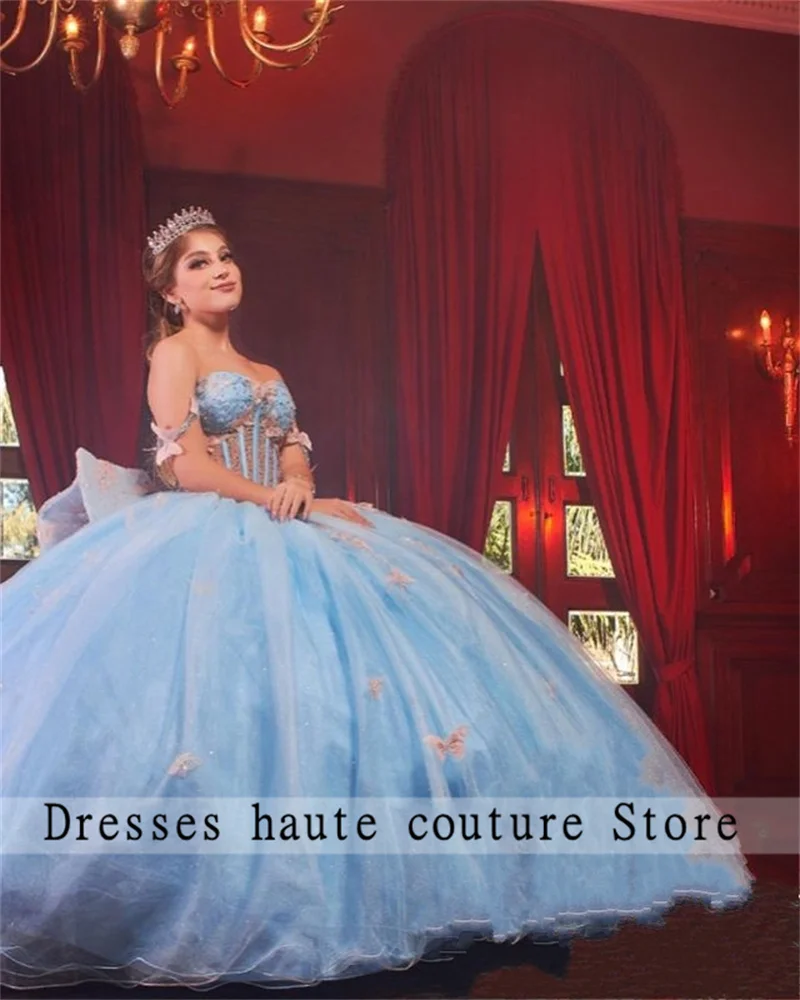 

New arrival Beaded Bow Quinceanera Dresses Ball Gow 2023 Romantic 15 Girls Birthday Party Dresses Vestido De 15 Anos Quinceanera