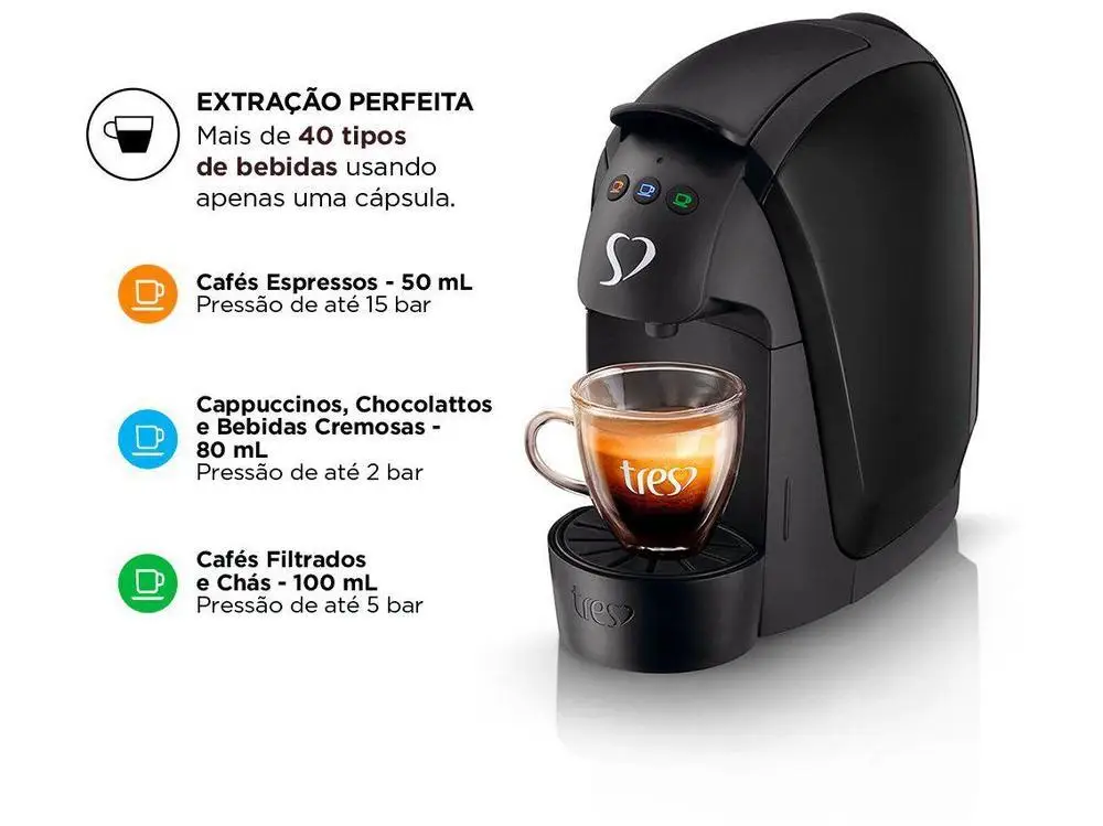 Cafeteira Expresso TRES Luna Preta  - 110V 3