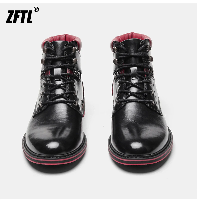 ZFTL Men's boots British style single boots autumn new shiny leather boots Basic boots Men Black Ankle Boots Retro Casual Bots