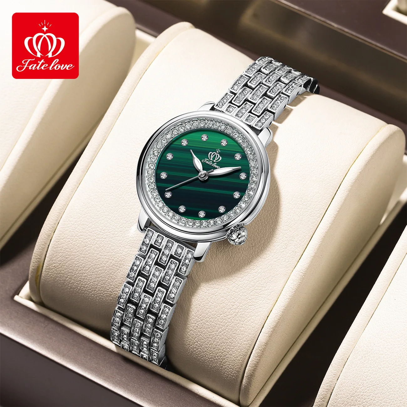 

Fate Love brand watch with waterproof diamond strap and fashionable quartz women's watch