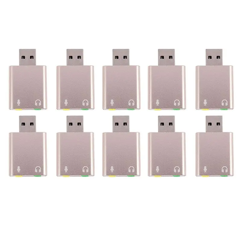 10X USB 사운드 카드 7.1 외부 USB-잭 3.5Mm 헤드폰 어댑터 PC 컴퓨..