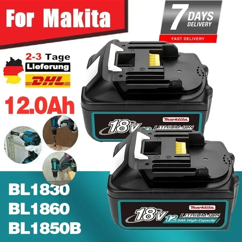 

Original for Makita 18V 12.0Ah Rechargeable Power Tool Battery Lithium ion Replacement LXT BL1860B BL1860 BL1850 DHP482RFX9