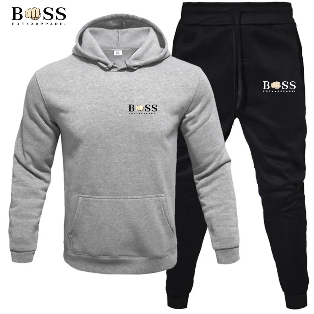 Autumn And Winter Men's Zippered Jacket Hooded Pullover+sports Pants Sports Casual Jogging Sportswear Two-piece Set