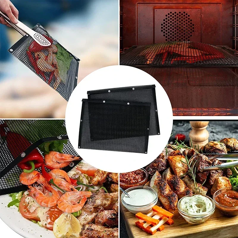 Reusable Non-Stick BBQ Barbecue Bags Mesh Grill Bags for Charcoal Gas Smokers BBQ Veggie Grill