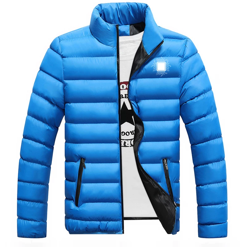 CPU Processor Circuit Diagram Men New Winter Stand-Up Collar Cotton Jacket Harajuku Parker Zipper Hoodies Padded Warmer Coat