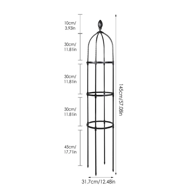Kerti Obeliszk Rács A Mászó Növényekhez Pe Bevonat Acél Növény Ketrec Virág Tartó Szőlő Rózsák - Image 6