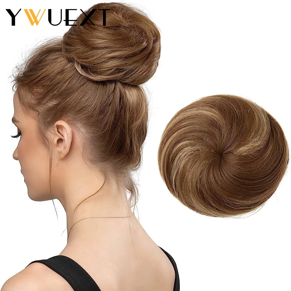 

Настоящие натуральные человеческие волосы YWUEXT, булочки для наращивания, прямой шиньон с кулиской для конского хвоста, Пончик, шиньоны для женщин и девушек
