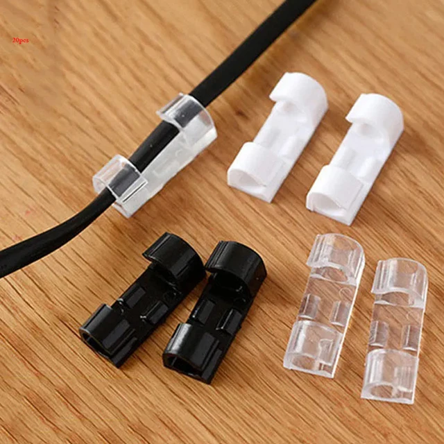 20 db Öntapadós Kábelklippék Otthoni Irodai Asztali Szervező Huzalkezelő Vezeték Tartó Kábelbilincs Fülhallgató-Vonal Rögzítő - Image 3