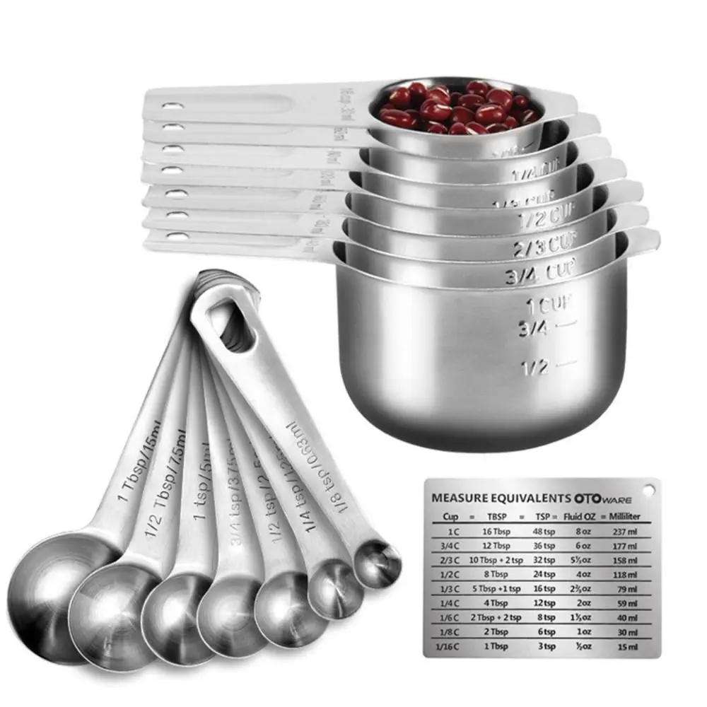 

7/15/16Pcs Professional 304 Stainless Steel Measuring Cups Accurate Stackable Spoon Measuring Cup and Spoons Set Scaleplate