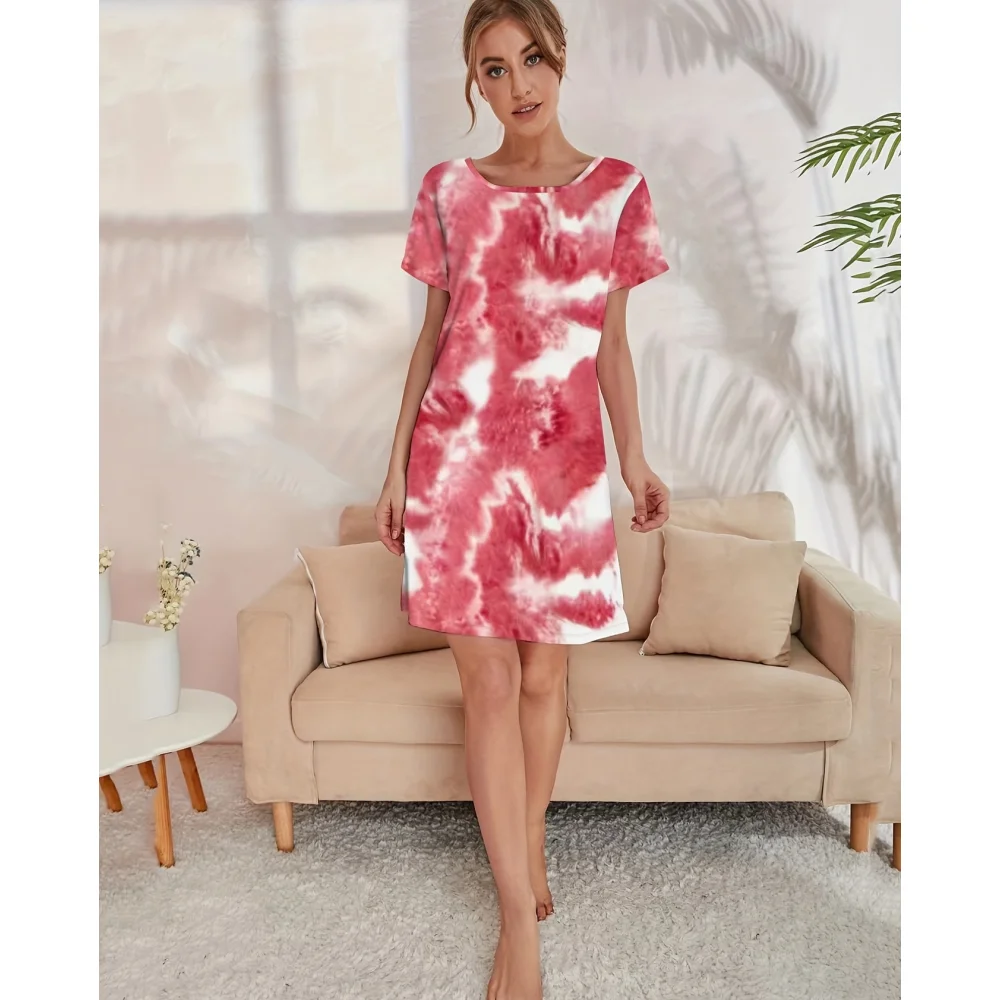 

Summer Woman Clothing Dress Fashions Autumn Color Clash Prints Party Evening Dress High Street Short Sleeve Round Neck Pullover
