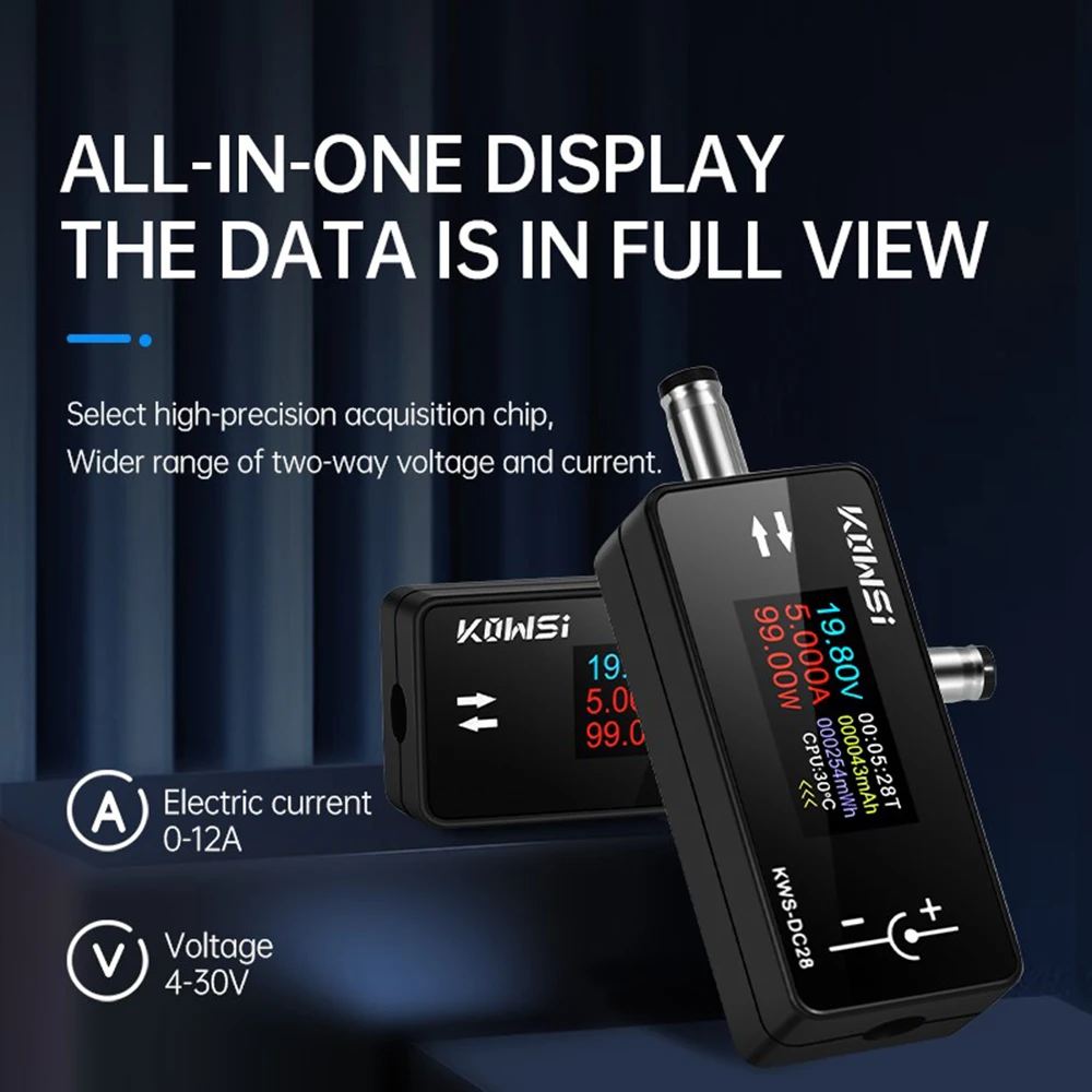 KWS-DC28 0.96 인치 TFT HD 디지털 디스플레이 DC 전압 전류계 전력계 휴대폰 충전 테스터 감지기 전기 기술자 도구