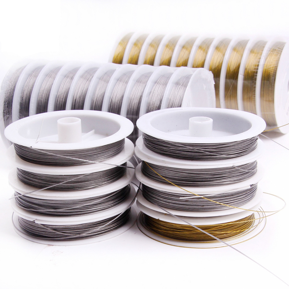 0.3-0.8mm Gold/Silver Color Resistant Strong Line Stainless Steel Wire Tiger Tail Beading Wire For Jewelry Making Finding