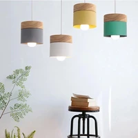 Nordic simplicity LED E27 Pendant light Modern macaron Hanging Lights Home improvement Iron and wood decoration Pendant lamp 1