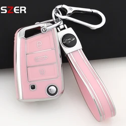 TPU Car Folding Key Case Cover and Keychain (Pink Set 3)