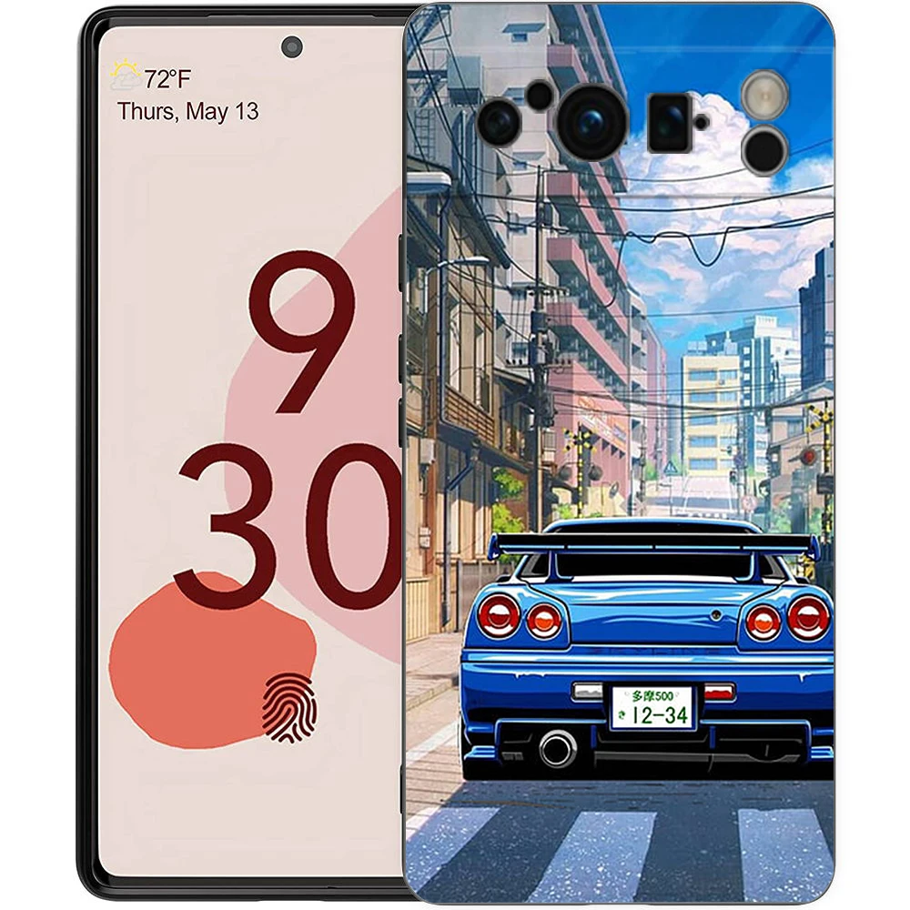 JDM Tokyo Drift Sports Car Black Soft Shell Phone Case