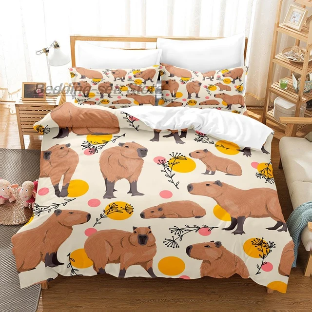 ZGRTZH Housse de Couette 180 x 200 Adulte Capybara Parure de Lit 2  Personnes avec Fermeture