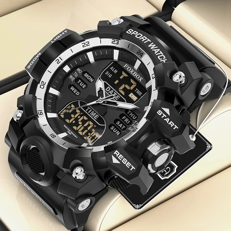 2024 LIGE New Military Digital Quartz Men Watch Waterproof Watches For Men Fashion Business Dual Display Watch Men Reloj Hombre