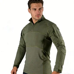 Men's Army Green Long Sleeve Tactical Cotton Breathable Training Shirt - XXXL (Army green)