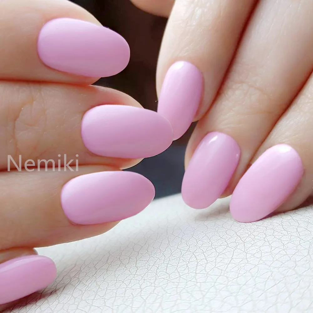 Roze Korte Nep Nagels Voor Het Lijmen Van Kunstmatige Pers Op Valse Nagels Diy Lady Full-Cover Vingertop Ovale Top Manicure Tool