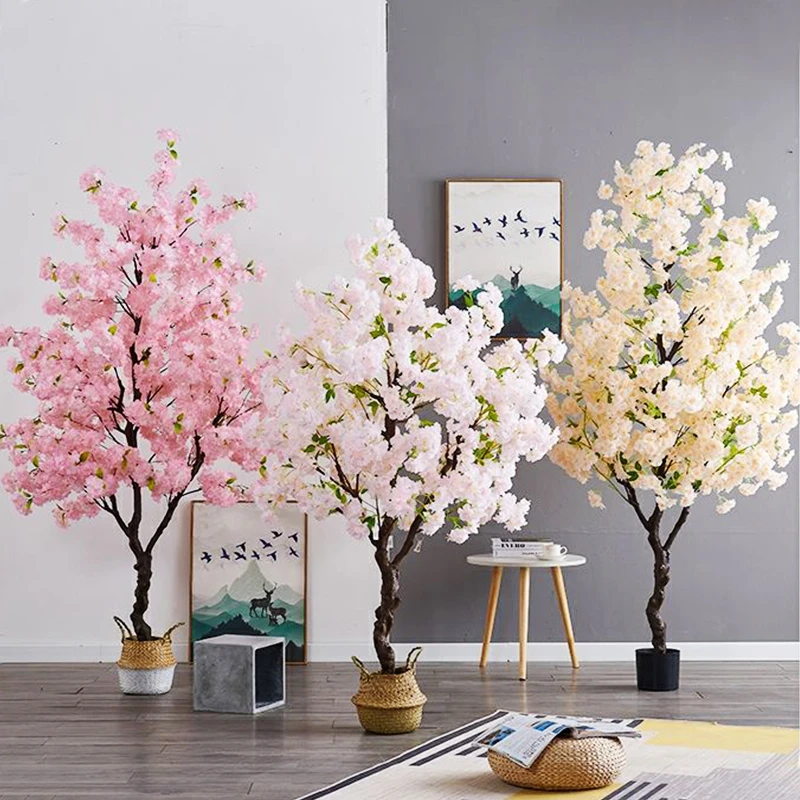 Cerezo Artificial para Decoración de Interiores, Árbol Sintético con Flores  para Descansillo, Planta en Maceta para Boda, Hogar, Sala de Estar,  Elemento Decorativo Verde| | - AliExpress