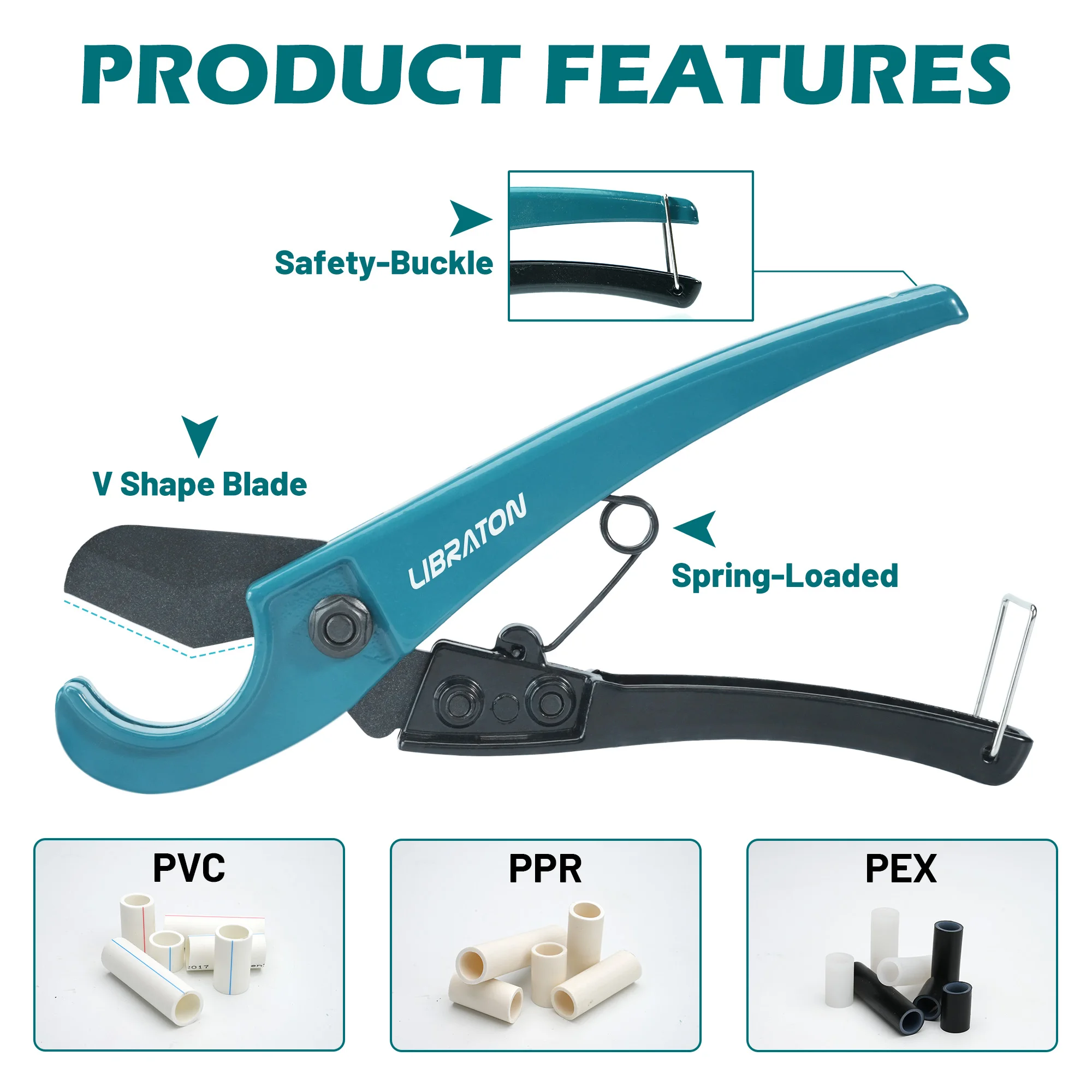 1-1/4인치 PEX 파이프 커터 2개, 파이프 커터, PEX 튜브 커터, PVC 파이프 절단 도구, PEX, PVC(얇은) PPR 플라스틱용 수동 절단 도구