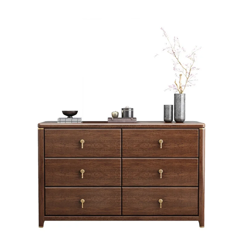 

New Chinese style solid wood bucket cabinet 60cm wide storage cabinet, snack cabinet, master bedroom walnut wood