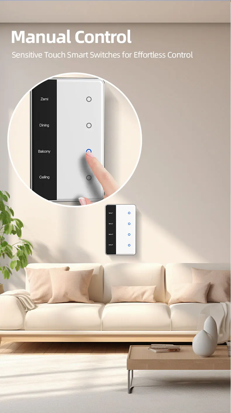 Zigbee DIY Name Switch with Display Screen Touch Panel US Light Switch Works wit