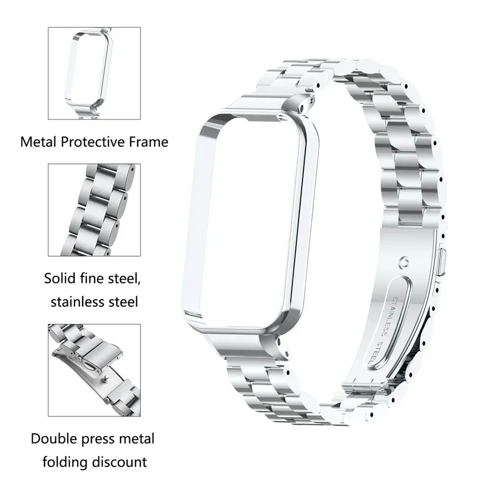 SeNool Cinturino Compatibile con Xiaomi Smart Band 7, [Metallo Bracciale] [Acciaio Inossidabile] [Resistente Corrosione] [Impermeabile], Band Compatibile con Xiaomi Mi Band 7 - Oro Rosa