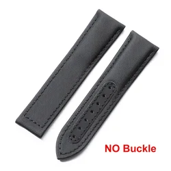 Waterproof Sailcloth Nylon Watch Band with Butterfly Buckle - Men's Sport & Business Wristband in Black and Blue - 22mm (Black - Strap)