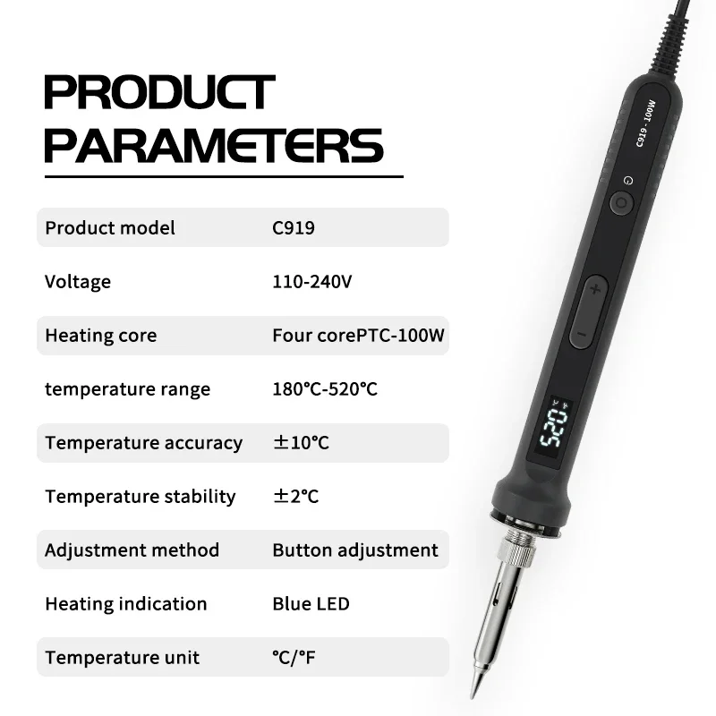 Soldering Iron Kit Electric Soldering Iron Soldering Iron Set 100W Adjustable Temperature
