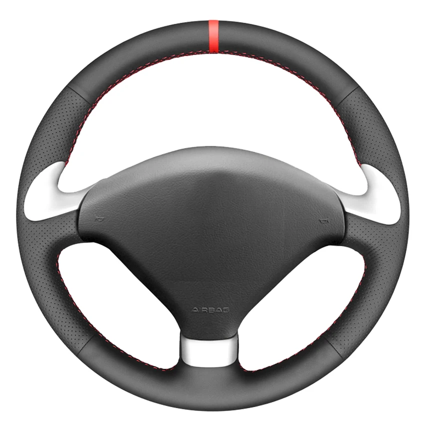

Black Artificial Leather Hand-Stitched Car Steering Wheel Cover For Peugeot 307 CC 2004-2009 307 SW 2004-2009 407 407 SW 2004-09