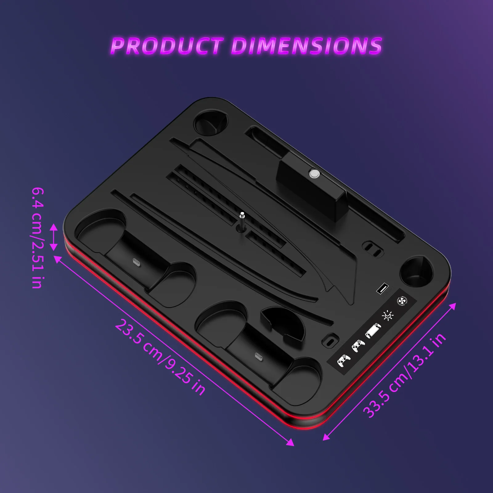 NEW JYS-P5201 For PS5 slim multifunctional eficient cooling stand base for PS5 console 5modes RGB LED light handle charging clip