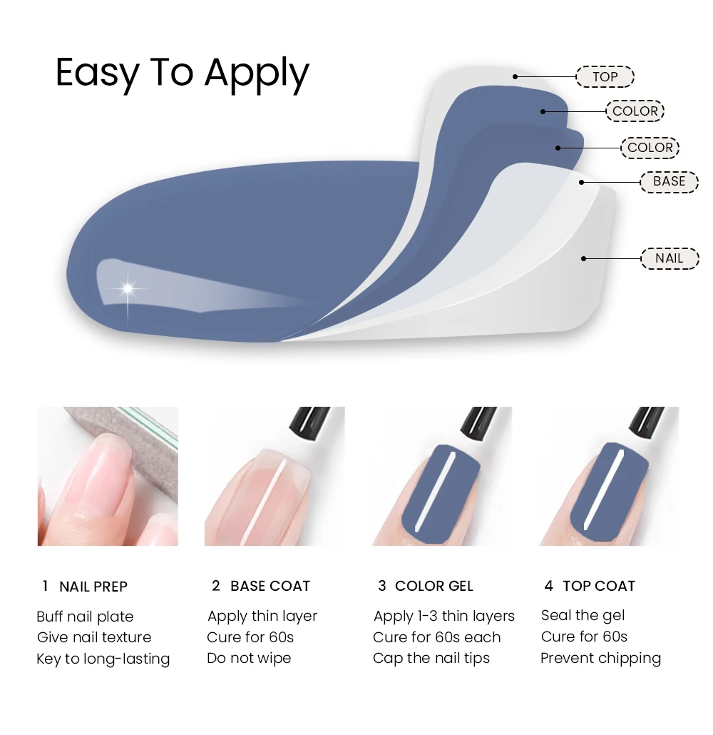 MAYCHAO 10ML Gel Nail Polish 48 Colors Long Lasting Semi Permanent Nail Gel Varnish Soak Off UV LED Gel Base Top Coat Nail Art