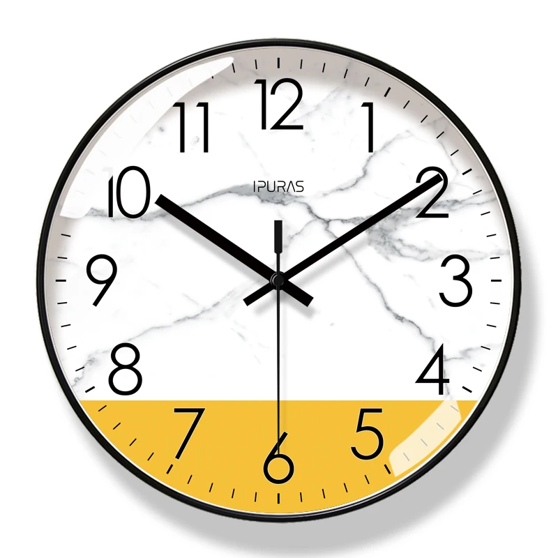 Black Large Wall Clock Silent Watches Clocks Color:G;Sheet Size:14 inch