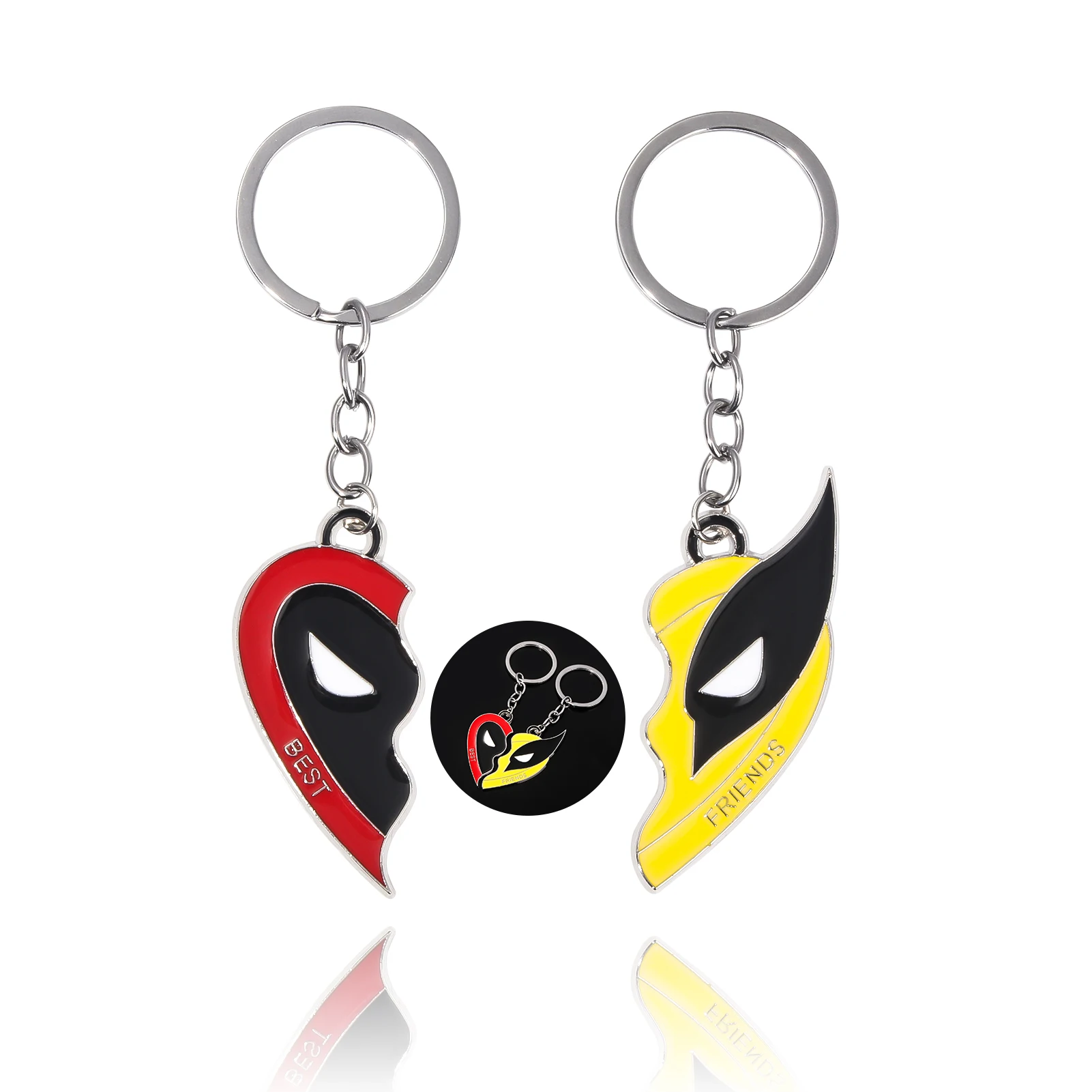 TOFBS - Parure De Bijoux Amitié Deadpool Wolverine - Collier Magnétique, Bracelet, Porte-clés - Cadeau Pour Fans Marvel