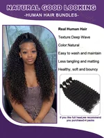 30 34 pouces vague profonde cheveux humains paquets cheveux bouclés tissage brut non transformés Tissage Double trame vierge Extensions de cheveux 5