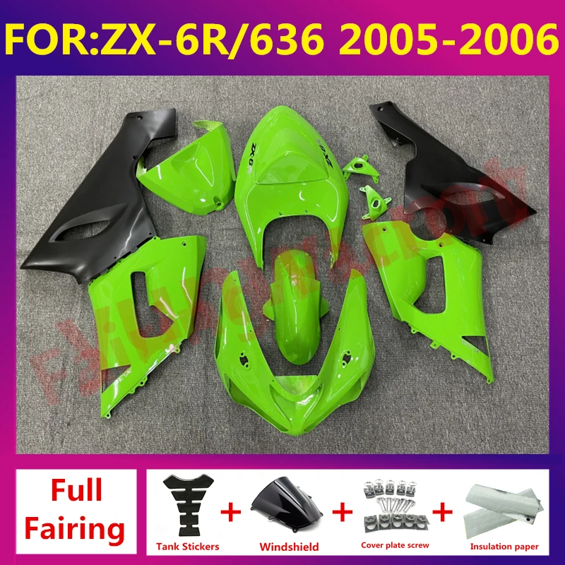 

New ABS Motorcycle Fairing kit Fit For kawasaki ZX6R 636 ZX-6R zx-6 2005 2006 05 06 full fairings bodywork zxmt set green black