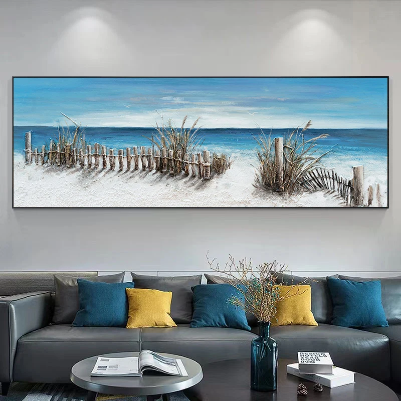 

Natural Abstract Seaside Boat Landscape Oil Painting on Canvas Cuadros Posters and Prints Wall Art Picture for Living Room