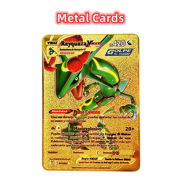 4Pcs Metal Pokemon Cards 2023 Vmax EX Game Lucario Arceus Gengar Charizard  Pikachu Mewtwo Pokémon Shiny Letters Iron Christmas - AliExpress