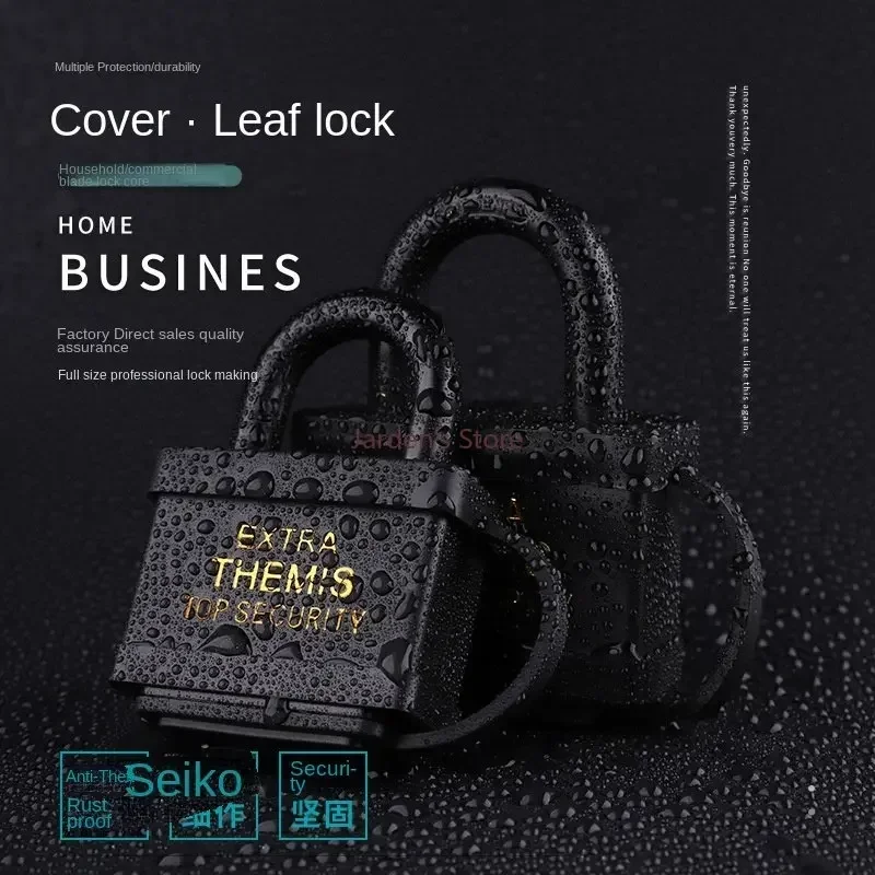 Cadeado Impermeável Outdoor Black Rubber-coated Safety Locks Armazém Porta Cadeado Rainproof Lock com Chaves